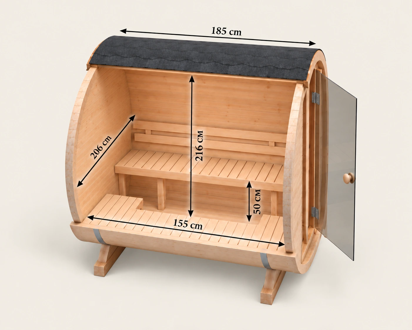 Dimensions: MINI 1KR — 185 × 220 × 240 cm